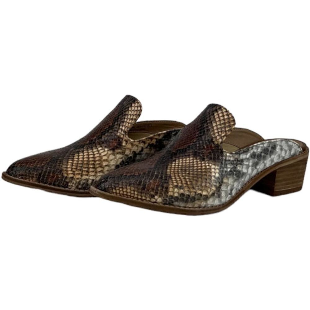 Chinese Laundry Women Loafers Marnie Python Snake Print Mule Stacked Heel Clogs
